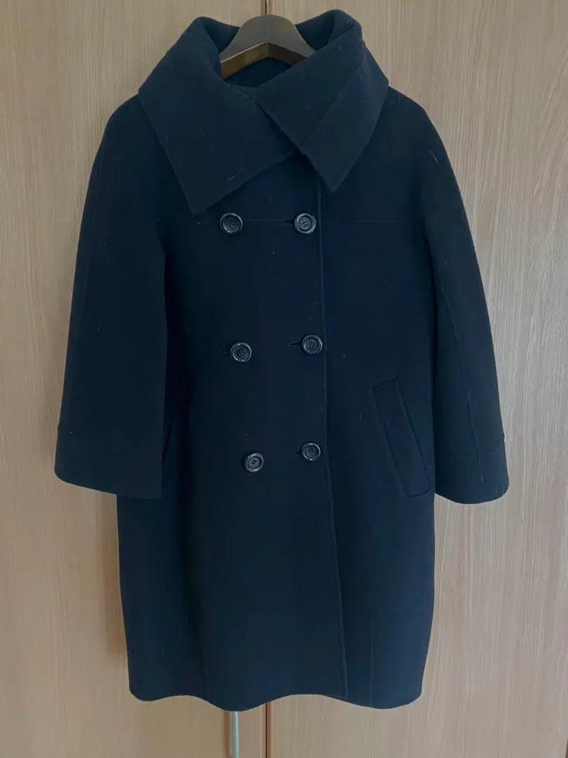 dadaism double button black duffle coat