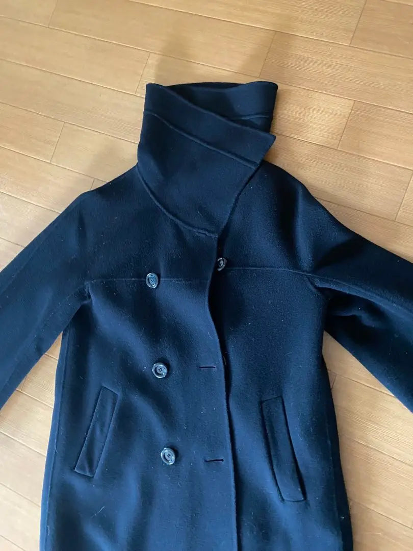 dadaism double button black duffle coat