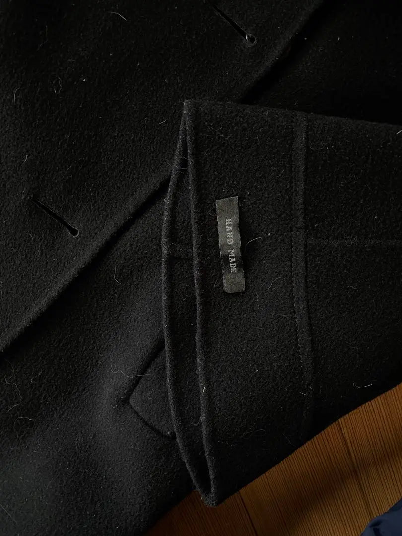 dadaism double button black duffle coat