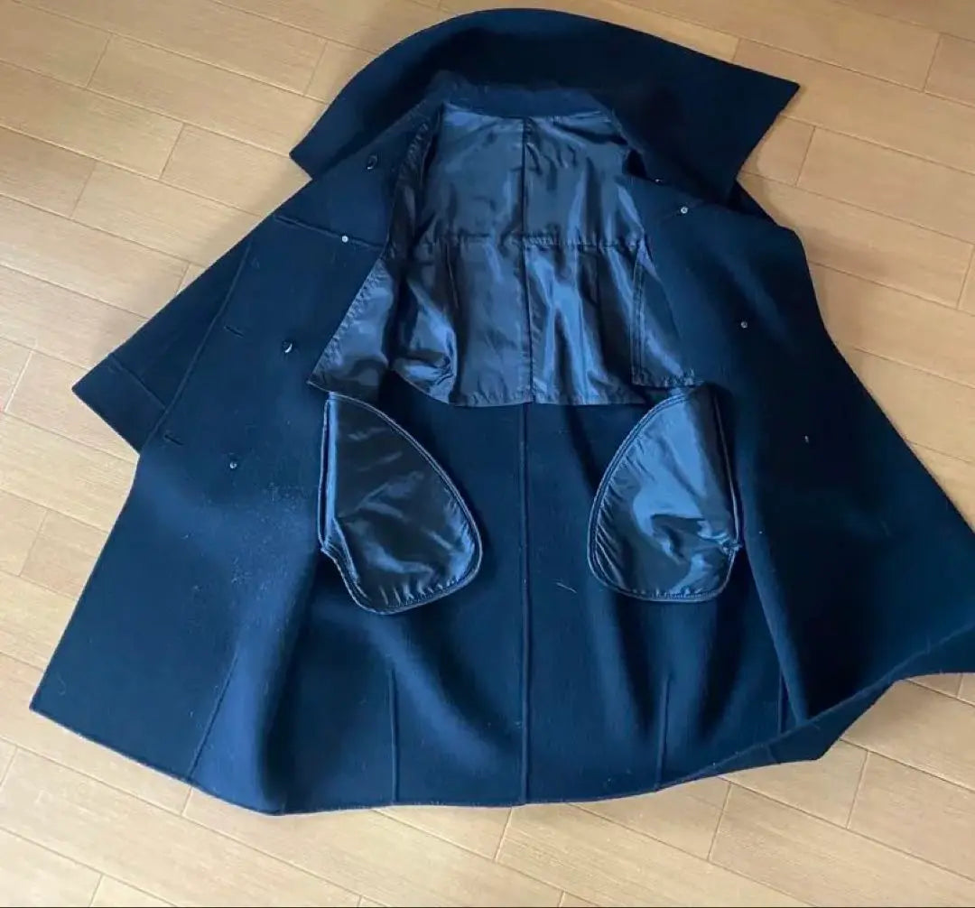 dadaism double button black duffle coat