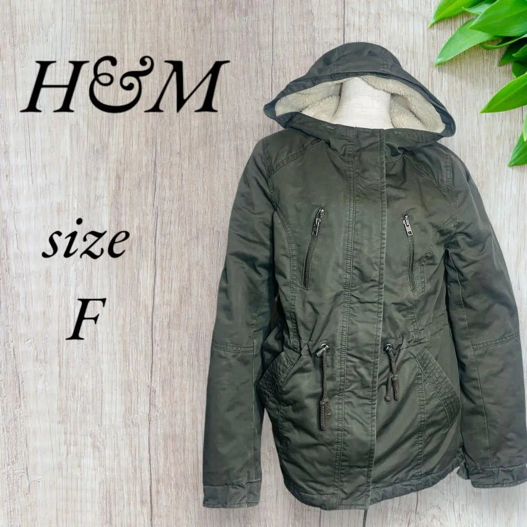 H&M Mod Coat Jumper Boa Outer Khaki 753