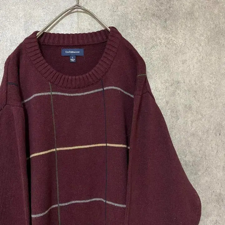 90s vintage patterned knit cotton sweater men's L vintage clothing unique | 90s vintage 柄ニット　コットン　セーター　メンズL 古着　個性派