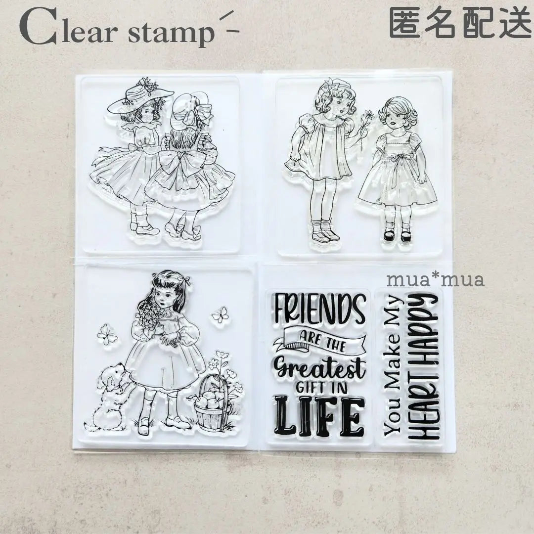 Clear stamp Transparent stamp Stamp sheet S654 Girl Retro Cute