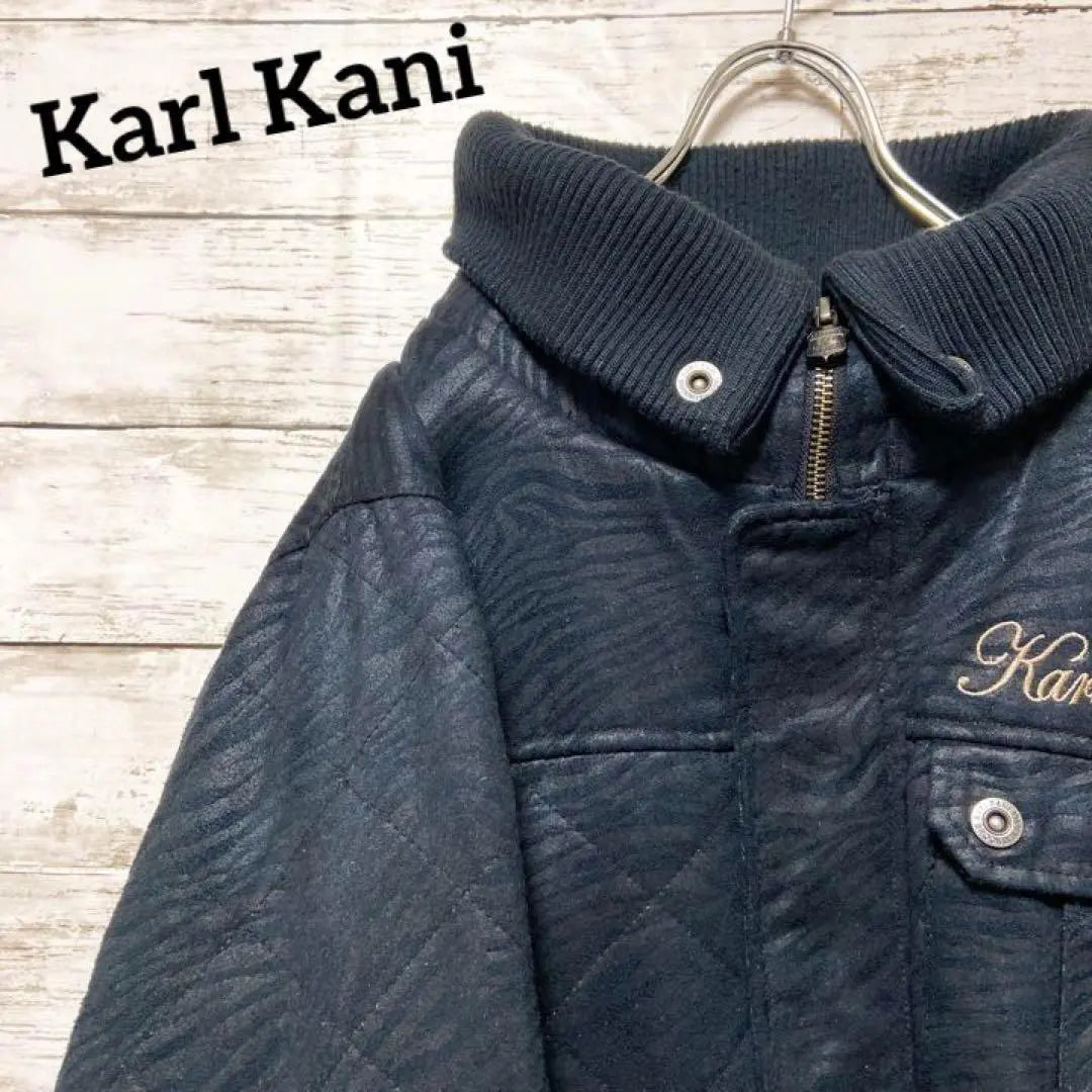 [Extremadamente raro] Karl Kanai ☆ Parka tipo blusón ☆ M ☆ Negro ☆ Logotipo bordado ☆ Forro de terciopelo