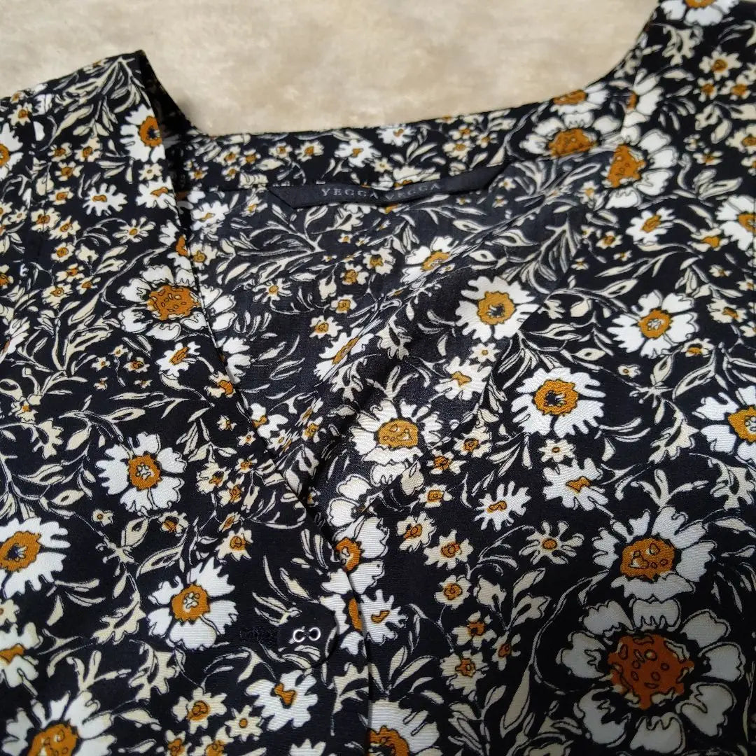 Floral pattern, short sleeve dress, retro, elastic waist, free size