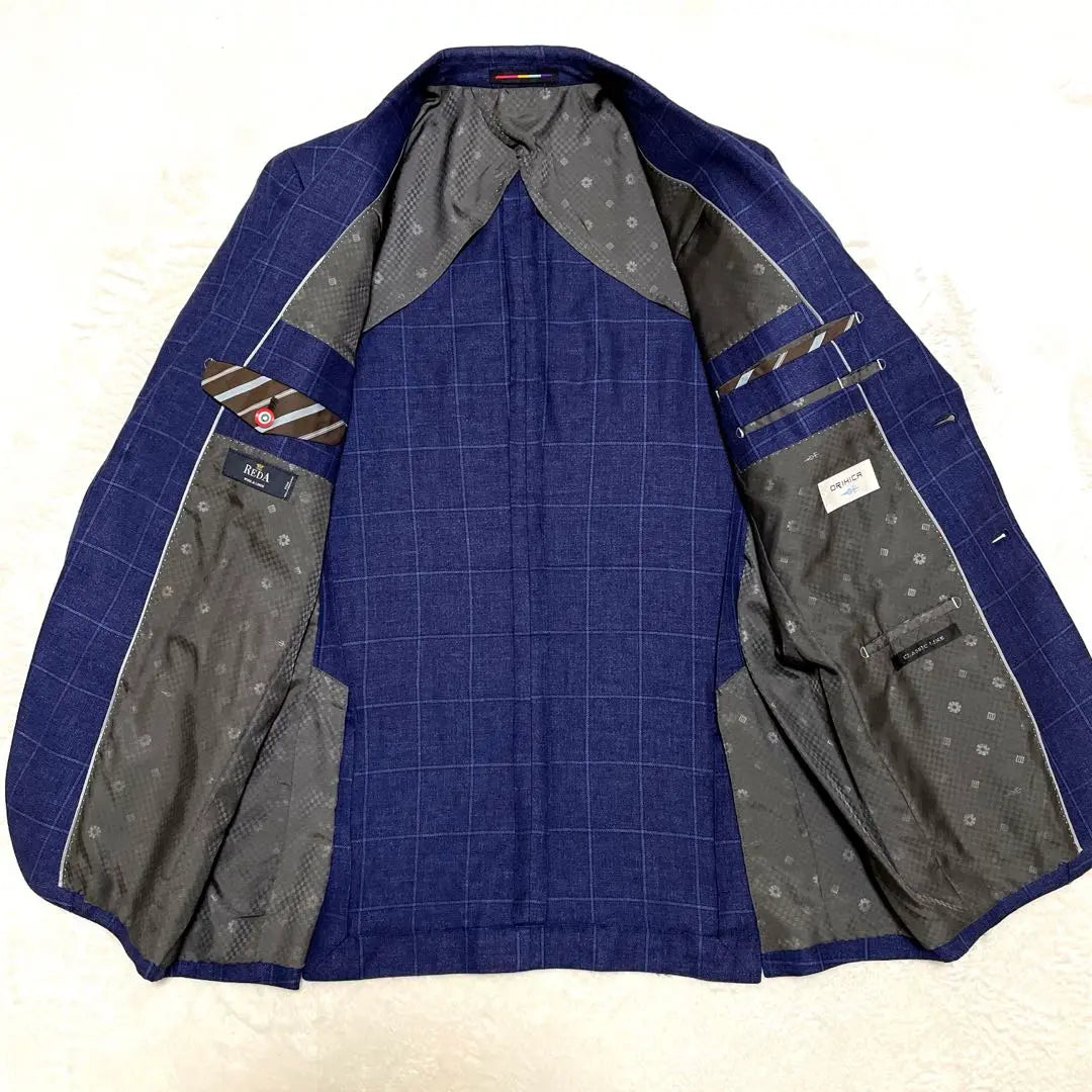 [Popular] UK REDA fabric Orihica Tailored Jacket Linen 3B Navy Check L