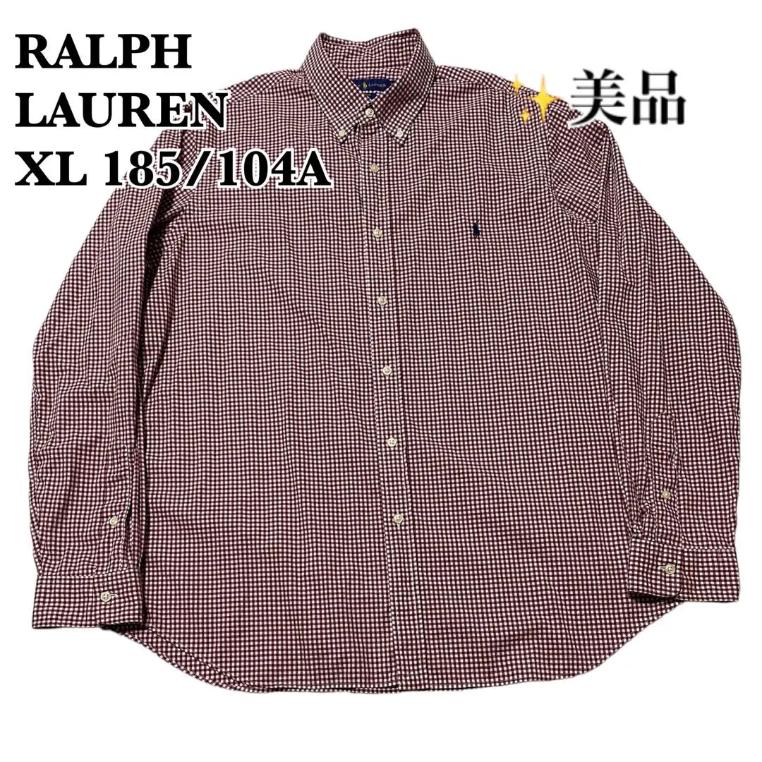 Beautiful condition Ralph Lauren Gingham Check Long Sleeve BD Shirt Pony Logo Embroidered Red