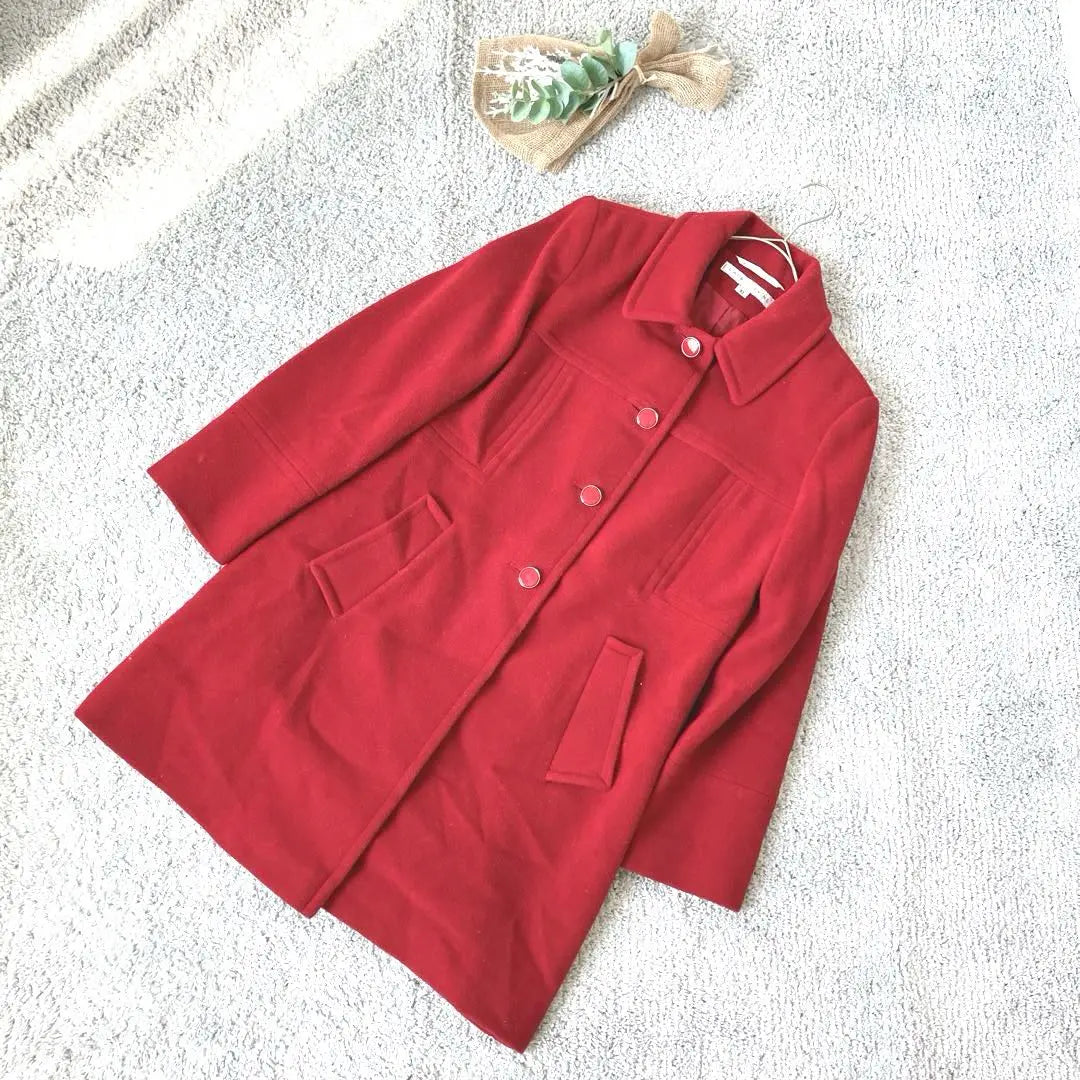 A2522 [LARRY SUNNE] Red/Buttoned Wool Coat/Elegant/Color