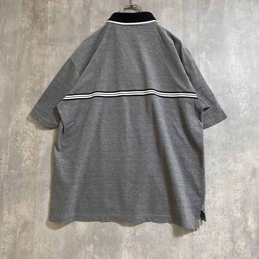 [Awesome◎] Men's short sleeve polo shirt half zip Renoma LL grey white