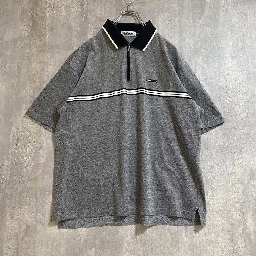 [Awesome◎] Men's short sleeve polo shirt half zip Renoma LL grey white