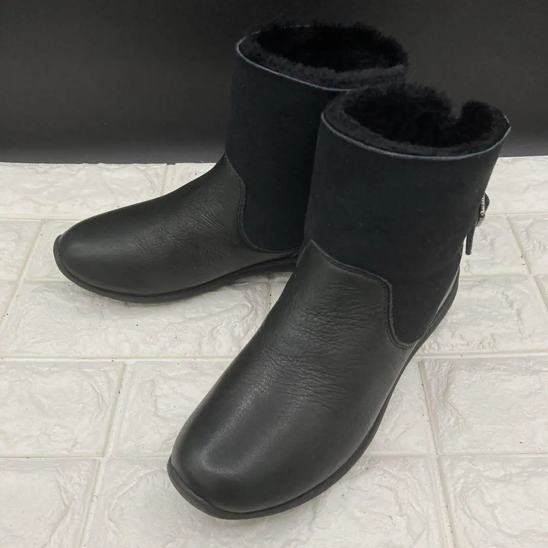 ❤Good condition❤REGAL short boots shearling belt black leather