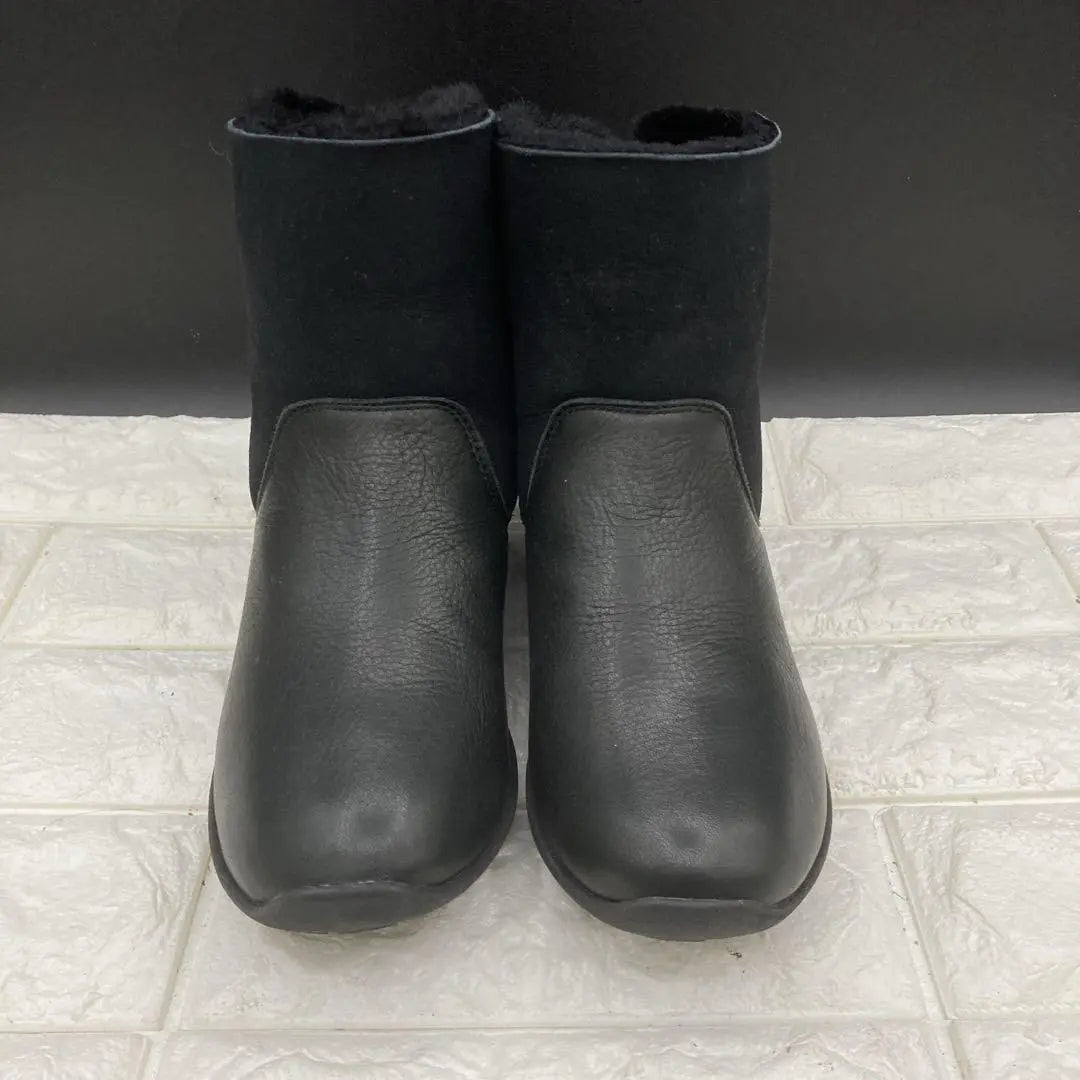 ❤Good condition❤REGAL short boots shearling belt black leather