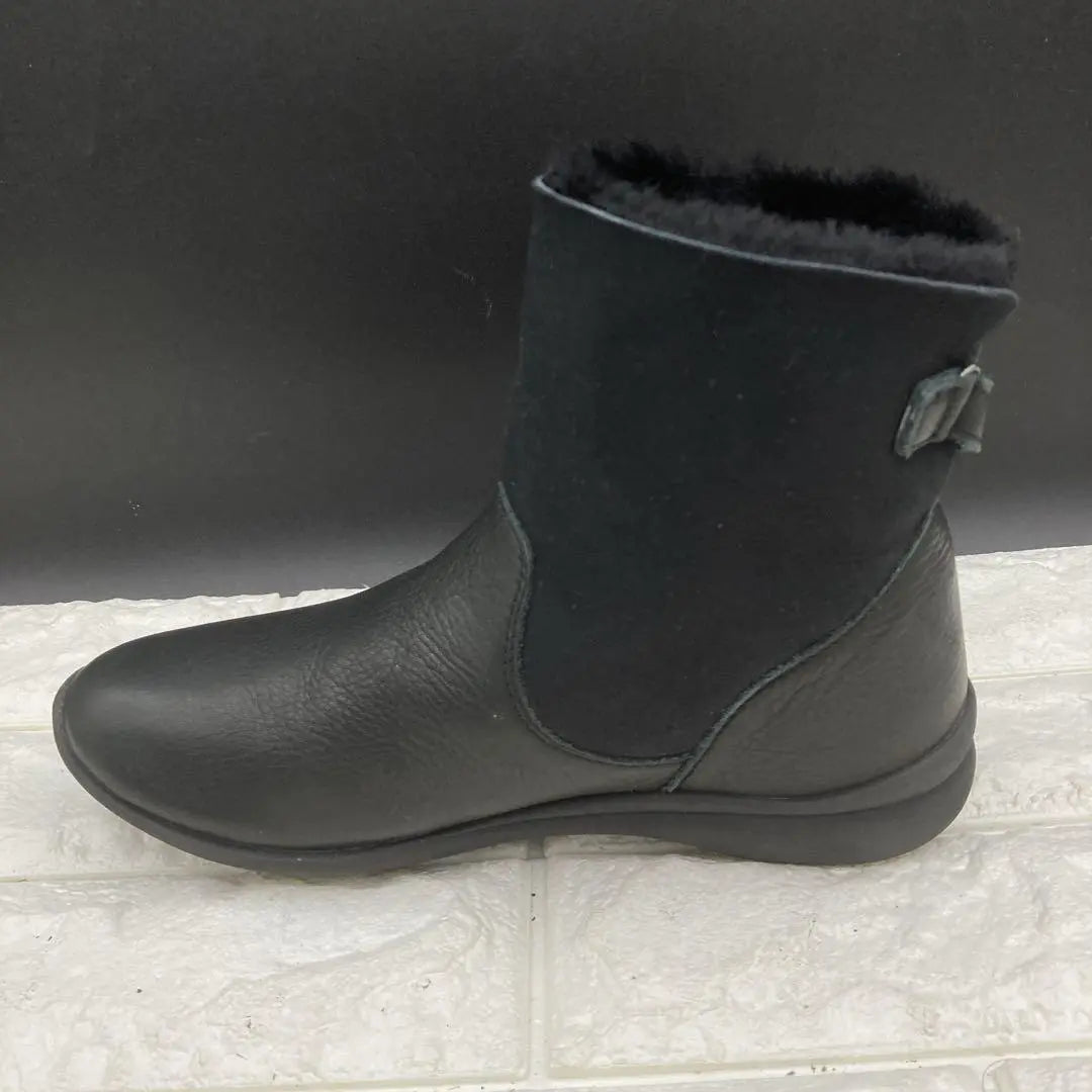 ❤Good condition❤REGAL short boots shearling belt black leather