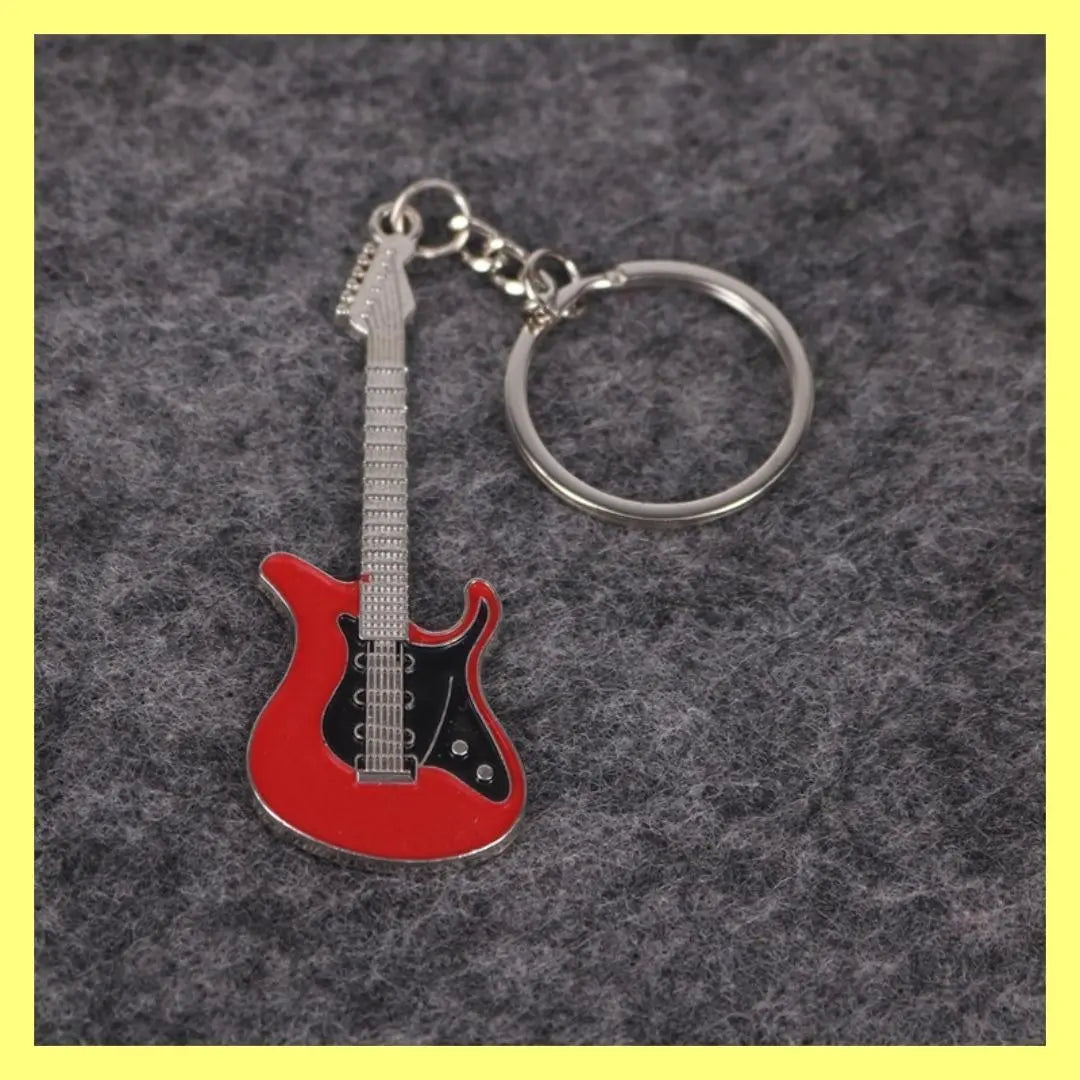 [Reducción de precio] Nuevo llavero, guitarra, bolso, rojo, llave, llavero, ③