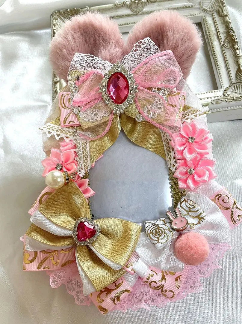 ❦ Fluffy rabbit ear pain hard case rosette❦