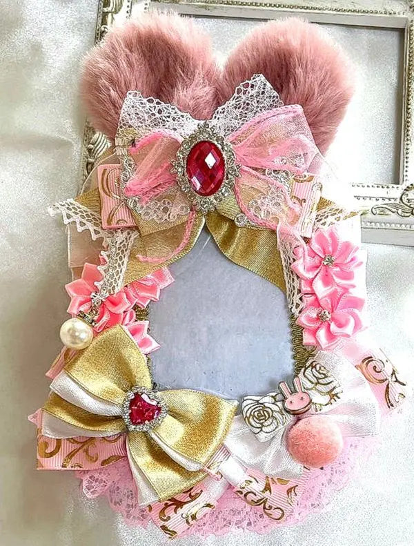 ❦ Fluffy rabbit ear pain hard case rosette❦