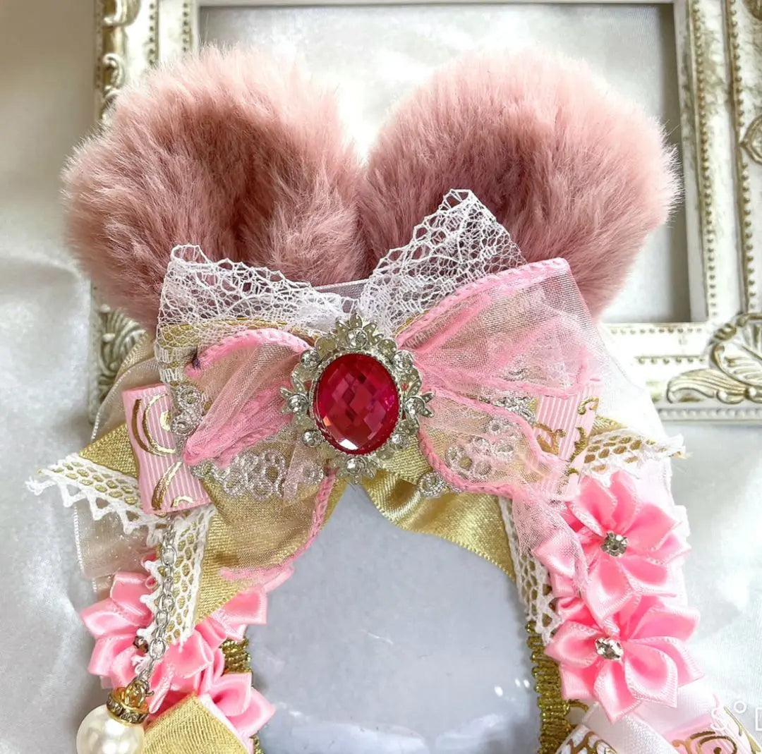 ❦ Fluffy rabbit ear pain hard case rosette❦