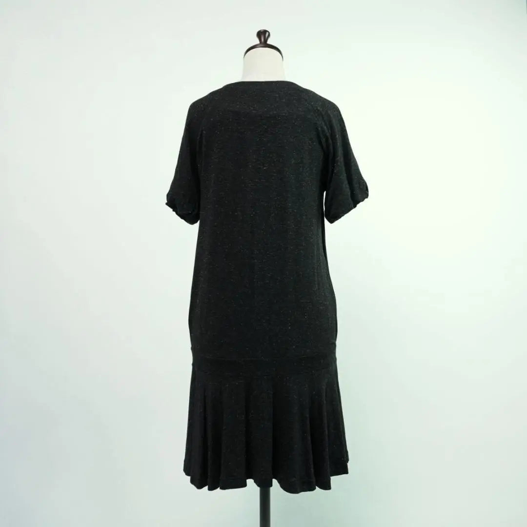 Beautiful condition Sea Bike Roe Glitter Short-sleeved Ruffled Dress Black Size S*OC235