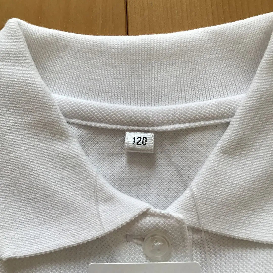 [New and unused] White, long-sleeved polo shirt with tag 120 School Formal