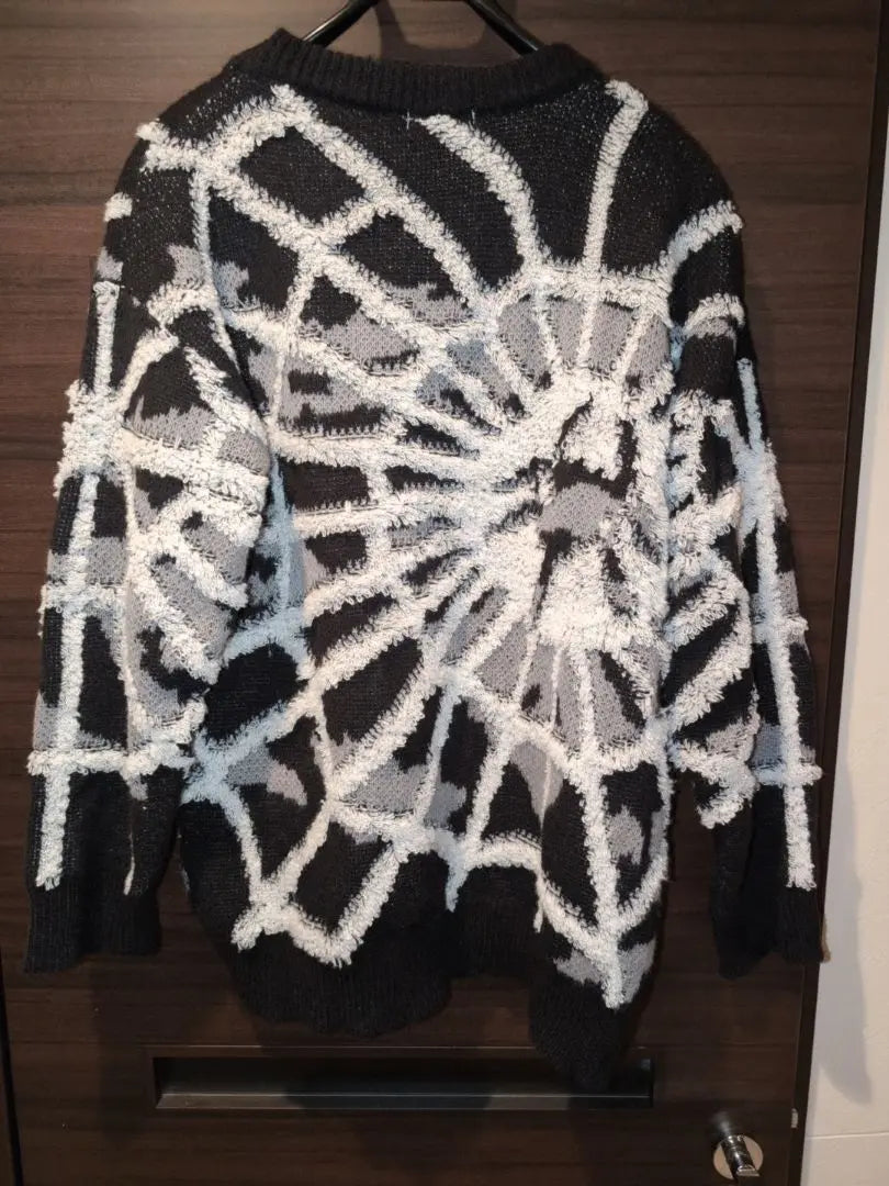 Spider pattern ★ Men's knit sweater (black) XXL