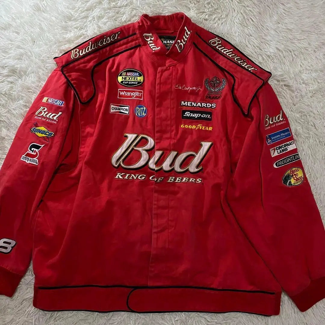 [Raro] Chaqueta de carreras con bordado de parche Budweiser CHASE XXXL