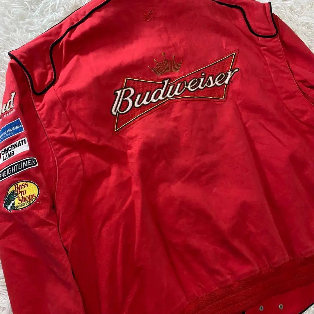 [Rare] CHASE Budweiser Patch Embroidery Racing Jacket XXXL