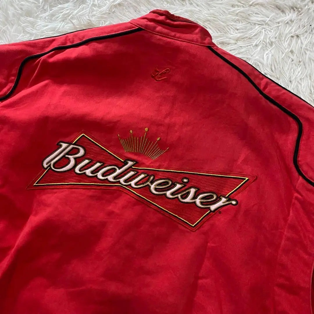 [Rare] CHASE Budweiser Patch Embroidery Racing Jacket XXXL