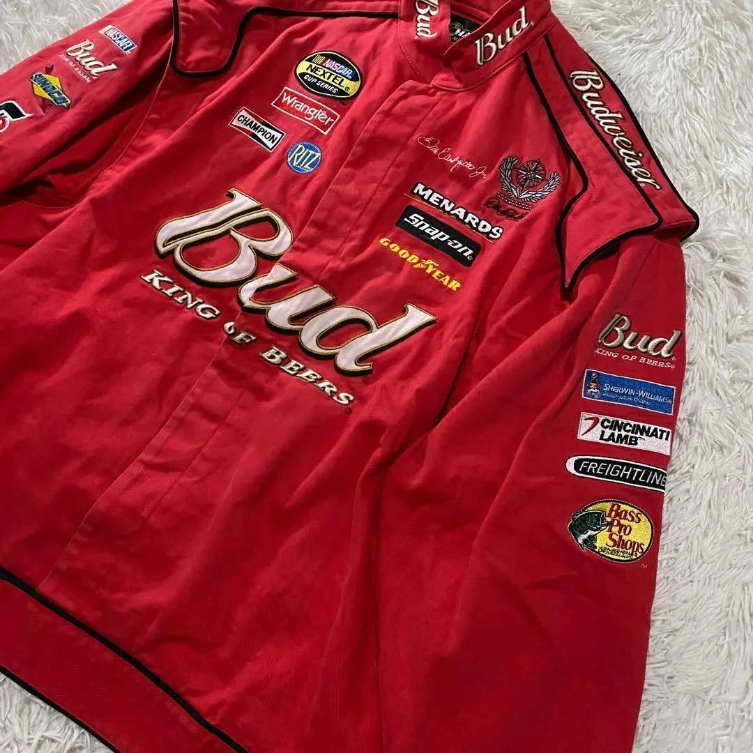 [Rare] CHASE Budweiser Patch Embroidery Racing Jacket XXXL