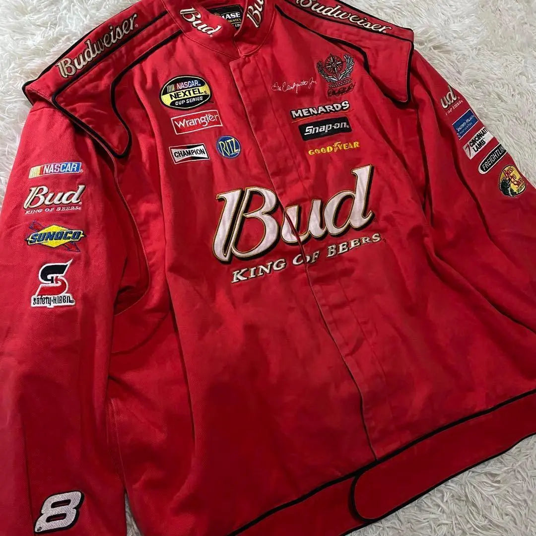 [Rare] CHASE Budweiser Patch Embroidery Racing Jacket XXXL