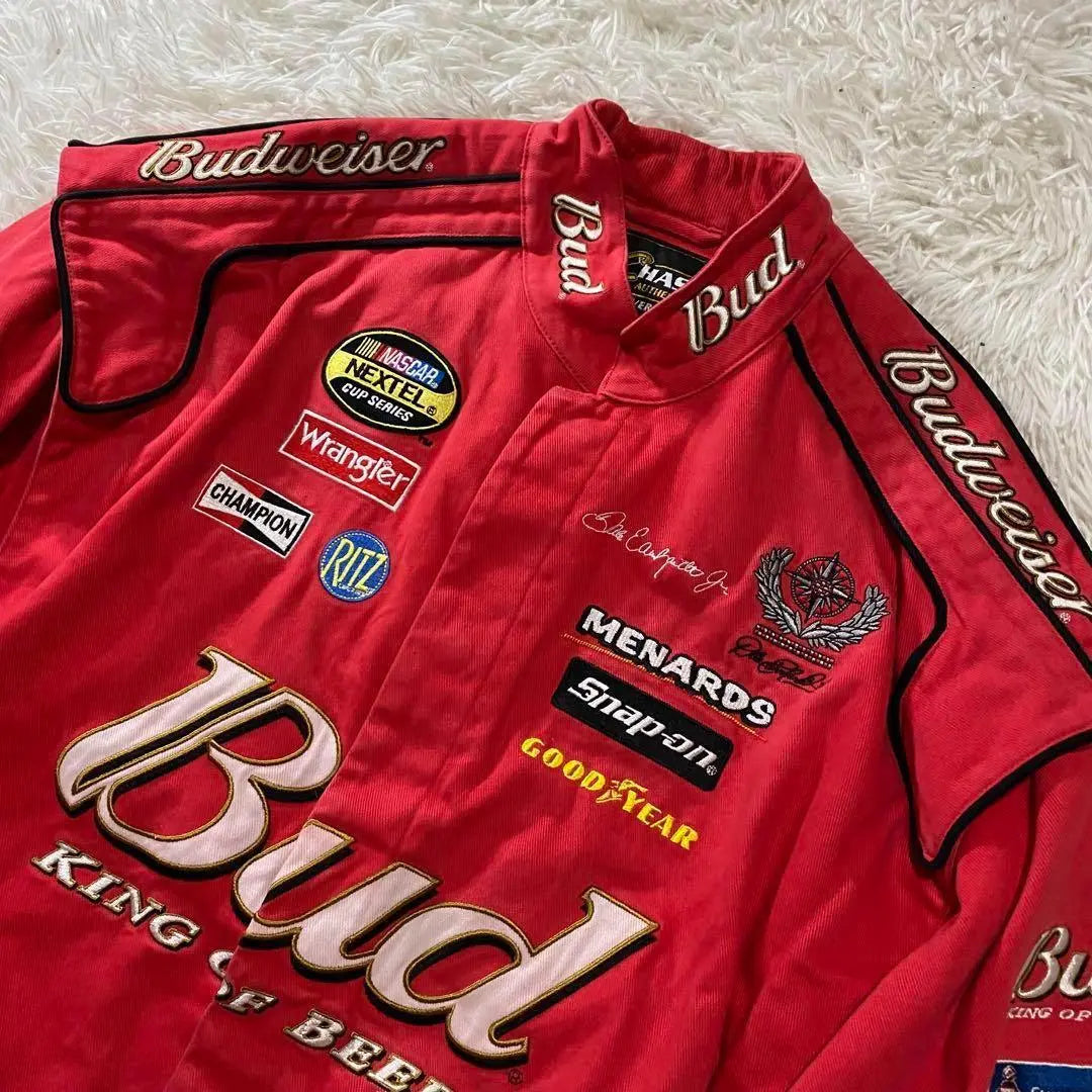 [Rare] CHASE Budweiser Patch Embroidery Racing Jacket XXXL