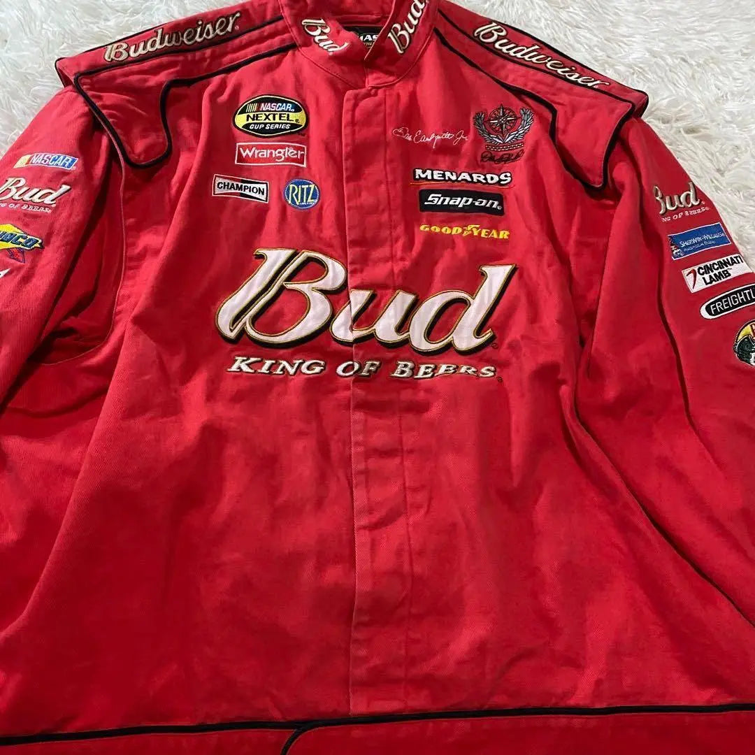 [Rare] CHASE Budweiser Patch Embroidery Racing Jacket XXXL