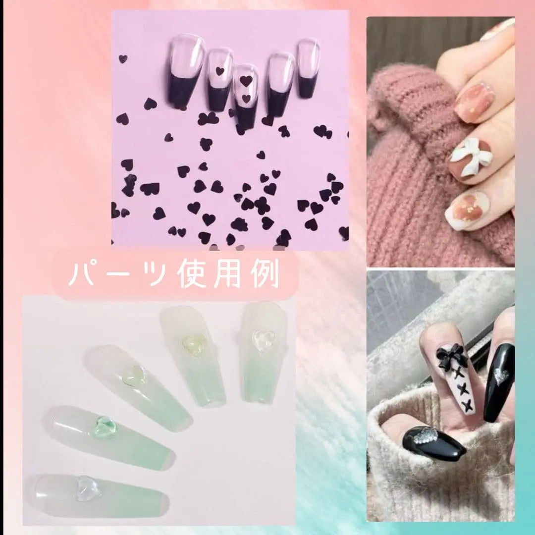 ④Leon-patterned Hello Kitty Nail Parts Black