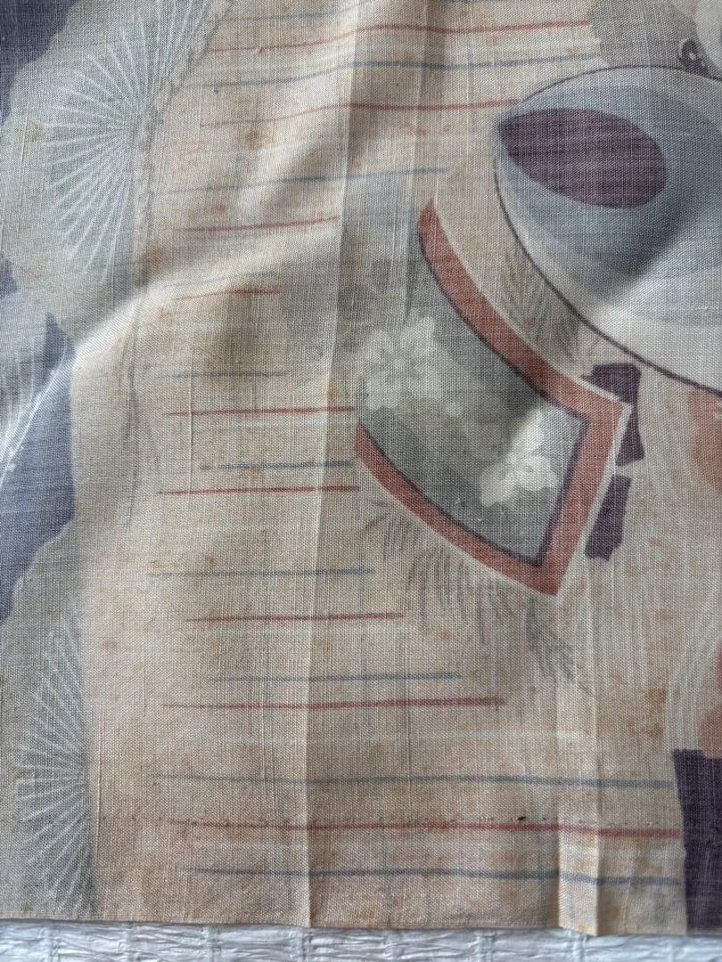 Old cloth, flat silk, dog and Japanese-style fabric, scraped 36x 85cm