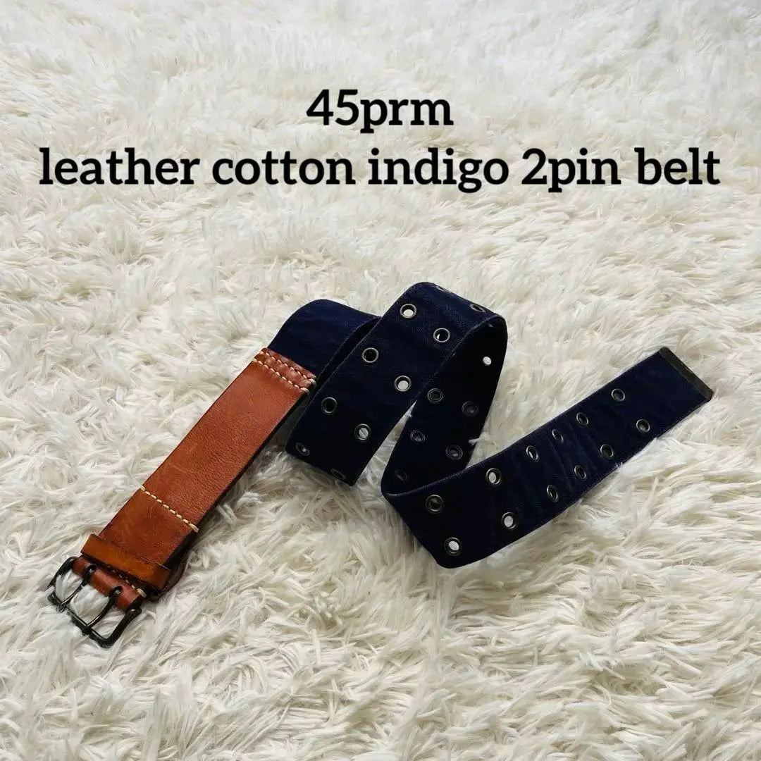 45prm leather cotton indigo 2pin belt