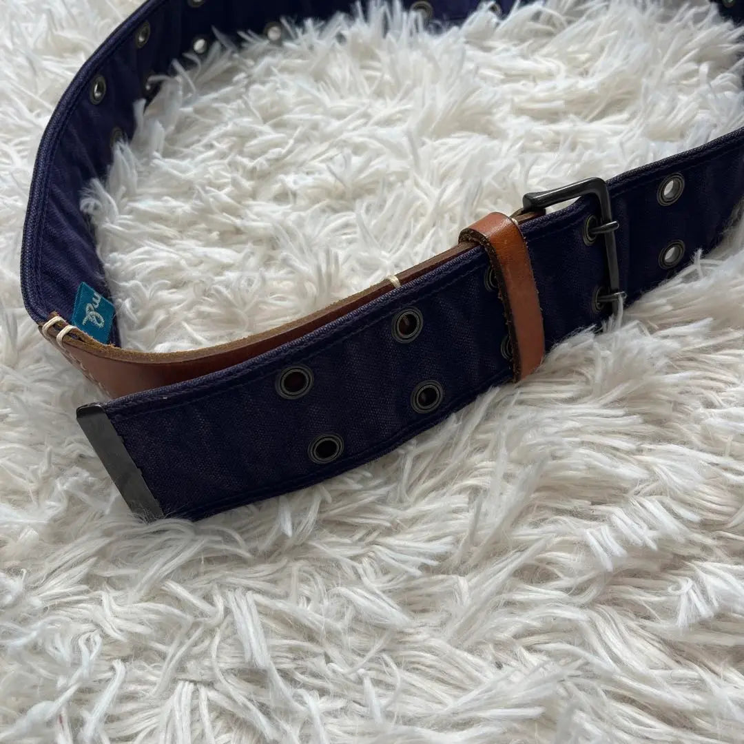 45prm leather cotton indigo 2pin belt