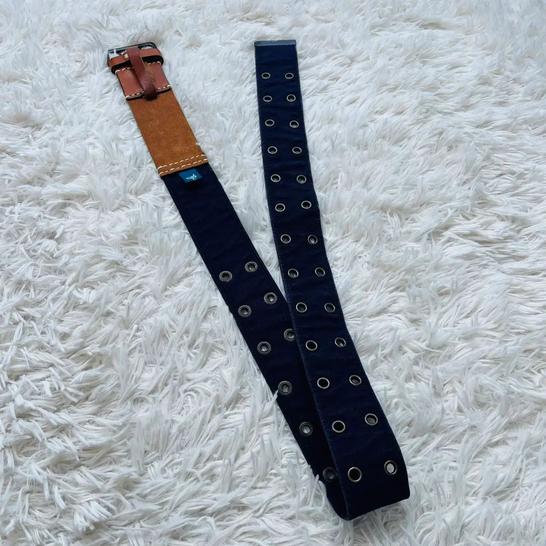 45prm leather cotton indigo 2pin belt