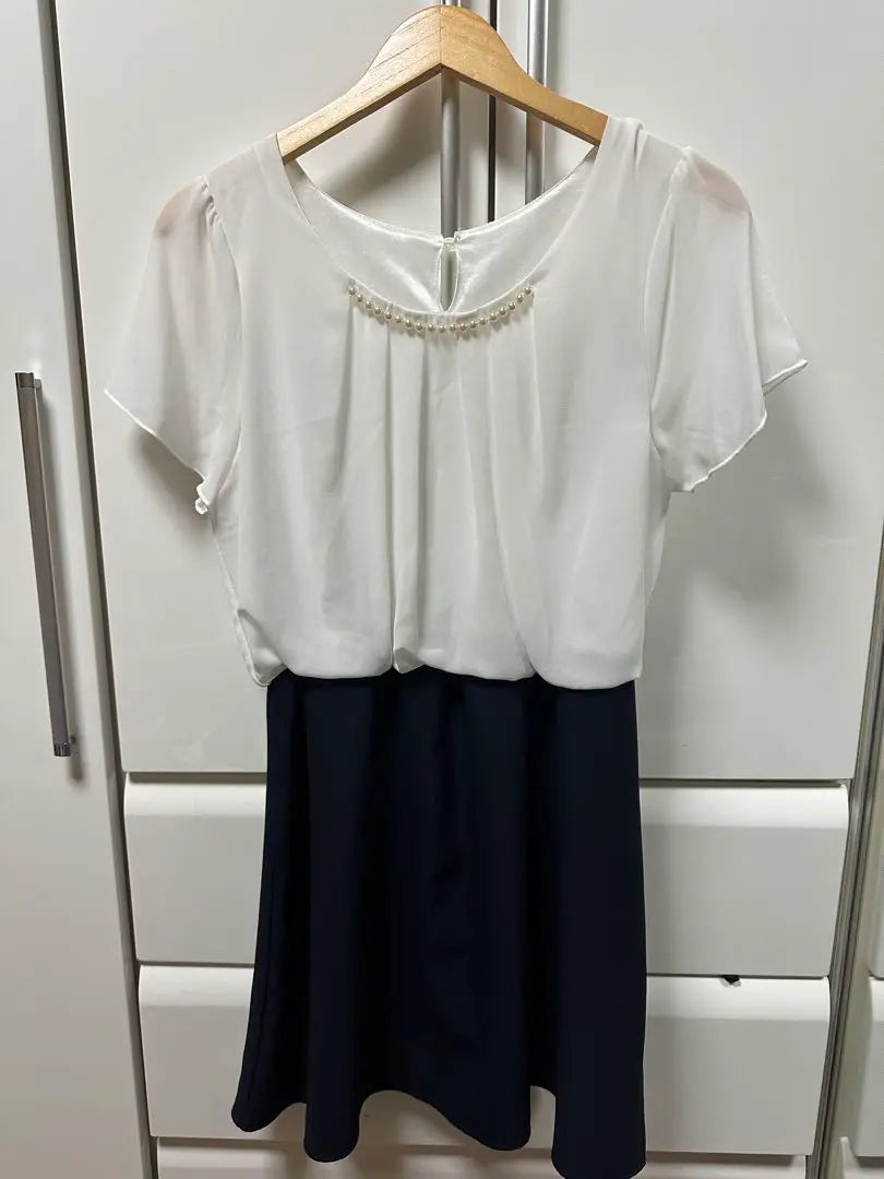 Elegant white and navy dress