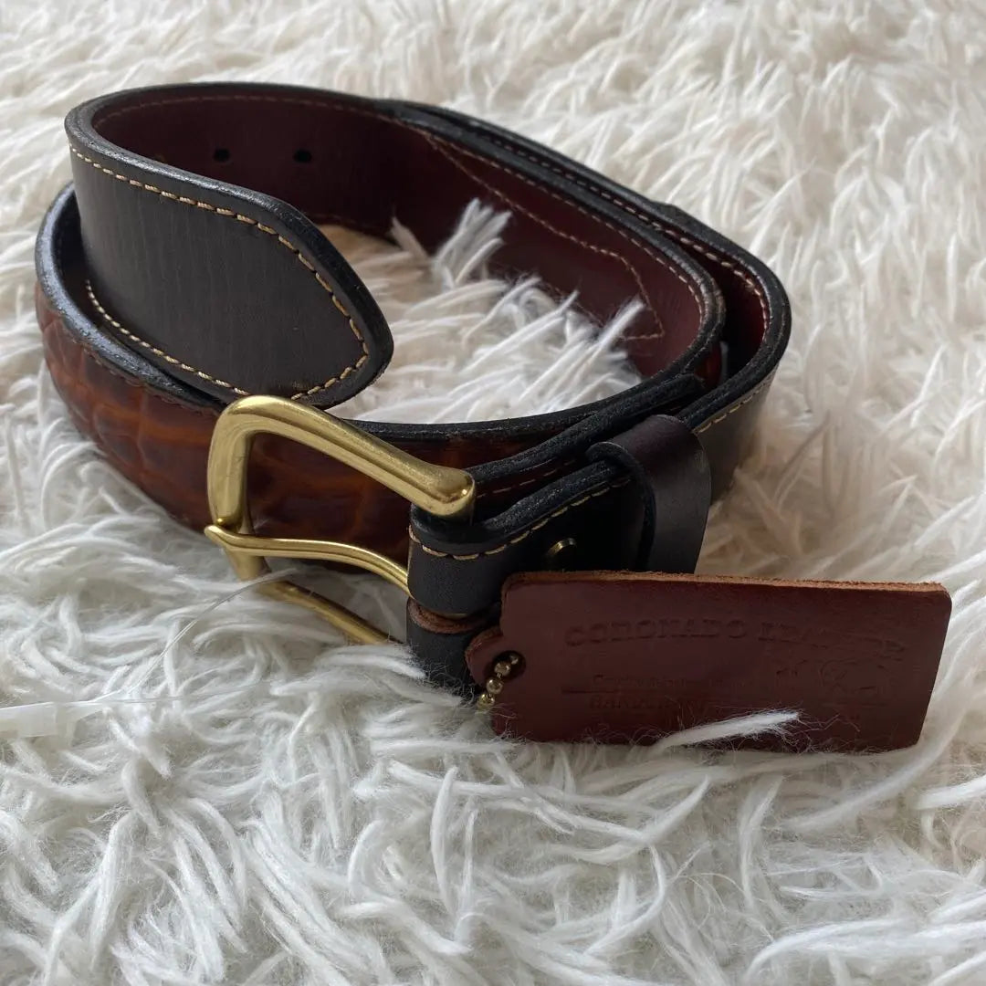 CORONADO LEATHER Coronado leather belt brown embossed