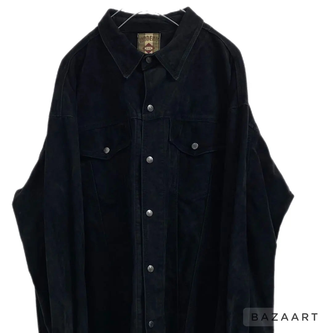 [One-of-a-kind item] Faux leather shirt G-jacket type black suede equivalent to XL