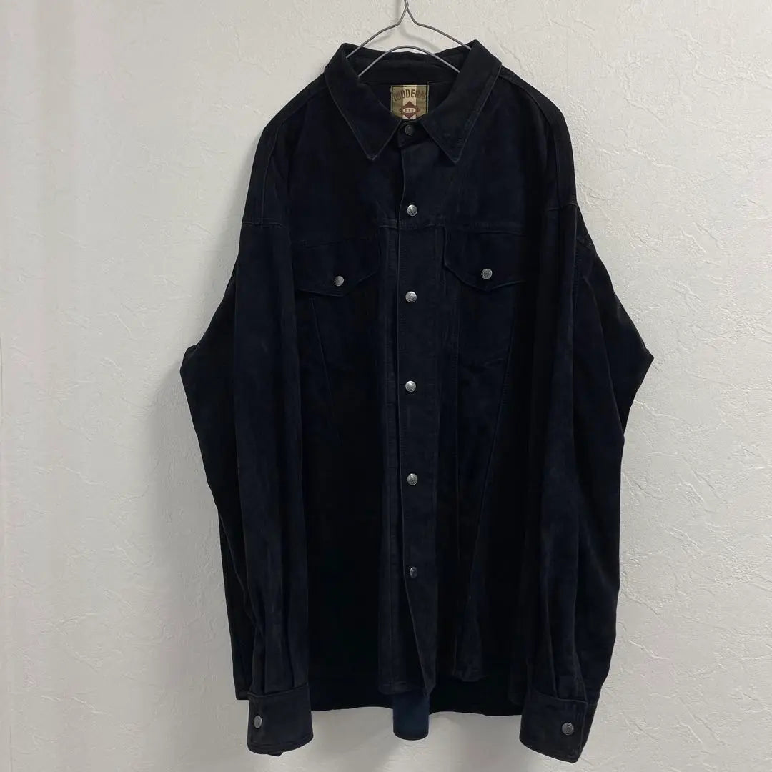 [One-of-a-kind item] Faux leather shirt G-jacket type black suede equivalent to XL