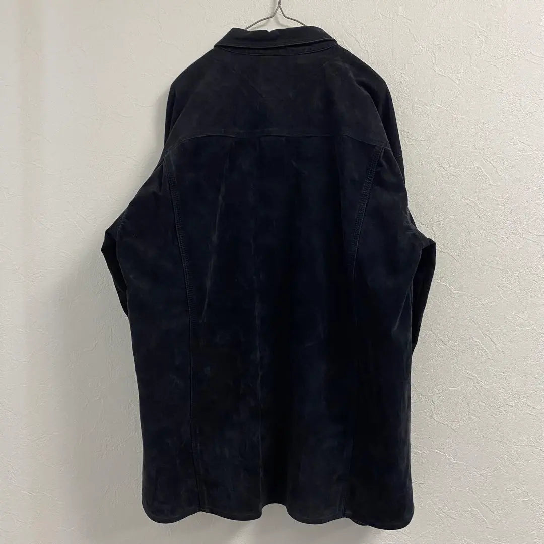 [One-of-a-kind item] Faux leather shirt G-jacket type black suede equivalent to XL