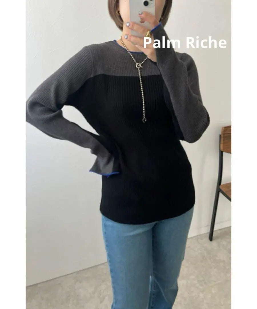 Pome Riche Palm Riche Try Color Knit 240820-8 | ポームリシュ Palm Riche トライカラーニット240820-8