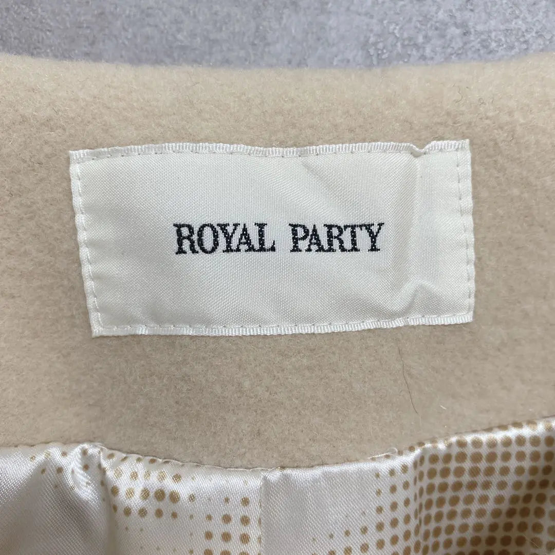 [Royal Party] No-collar bijoux button coat 95% wool beautiful outerwear | 【ロイヤルパーティー】ノーカラービジュー釦コート　ウール95% 綺麗めアウター