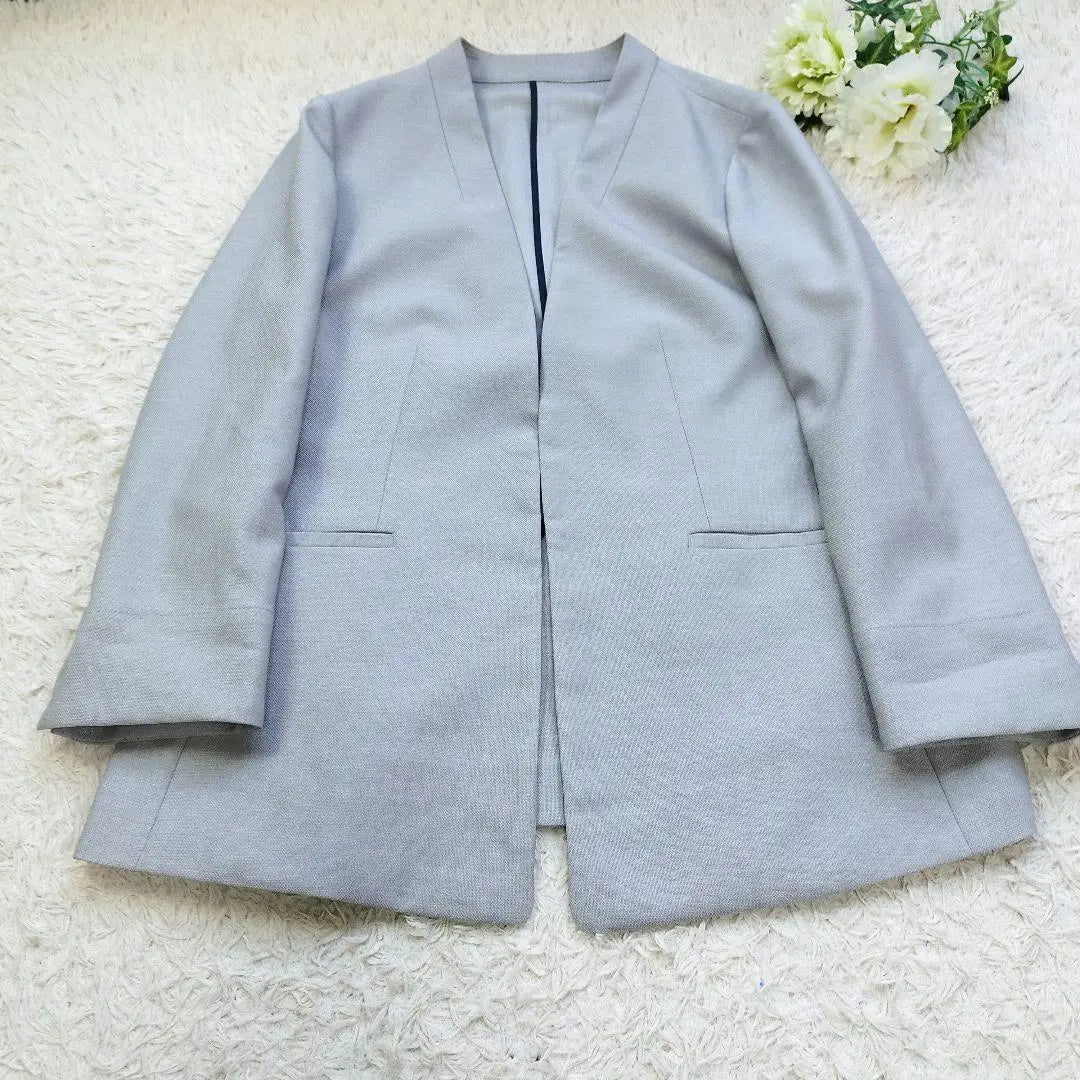 Lemieux no collar jacket, pleated skirt, formal suit, set-up