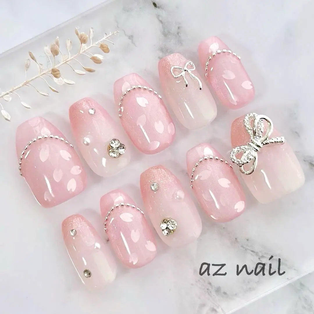 Order Water Light Cherry Blossom Holo Nail Pink Nail Tip Spring Nail