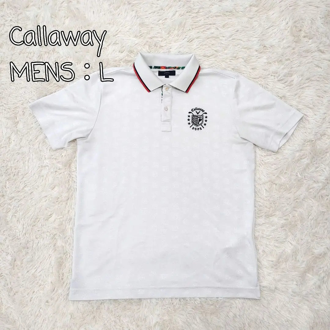 Callaway Men's L Polo Shirt White Collar Red Line Golf Wear