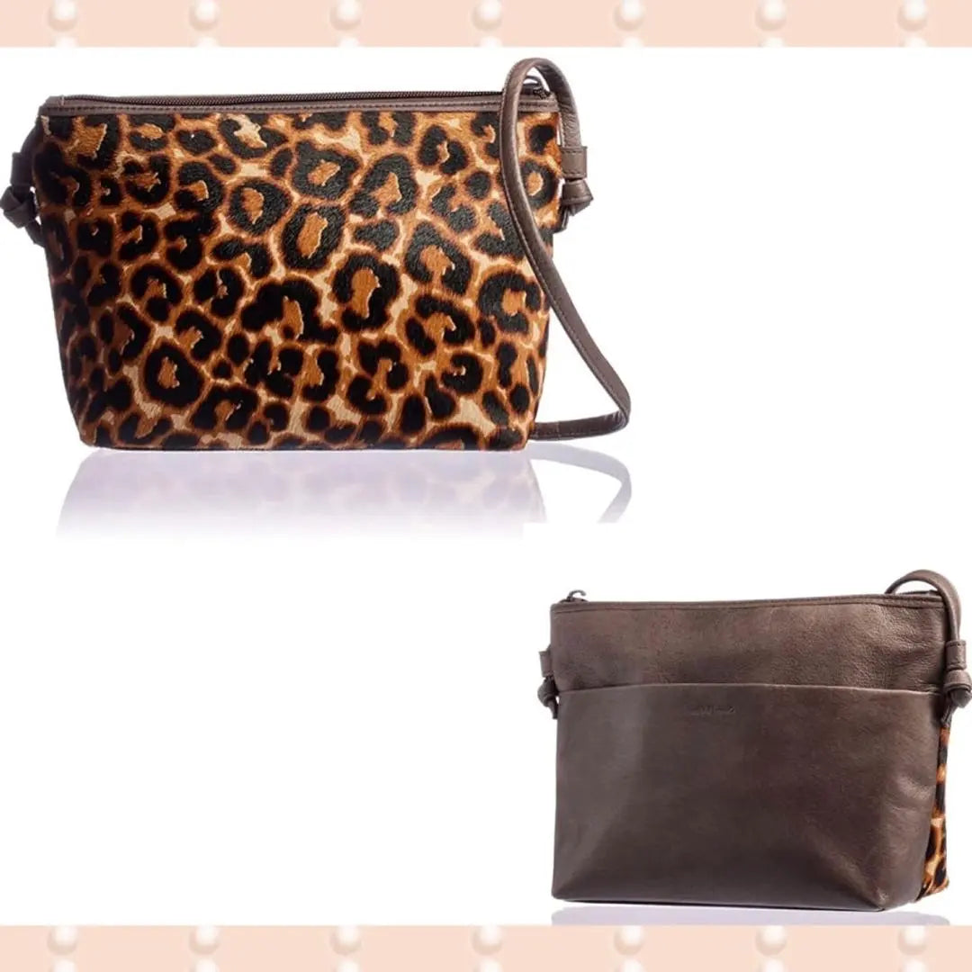 ❤Italian-made harako leather❣A stylish and celebrity-like animal pattern♪❤Pochette