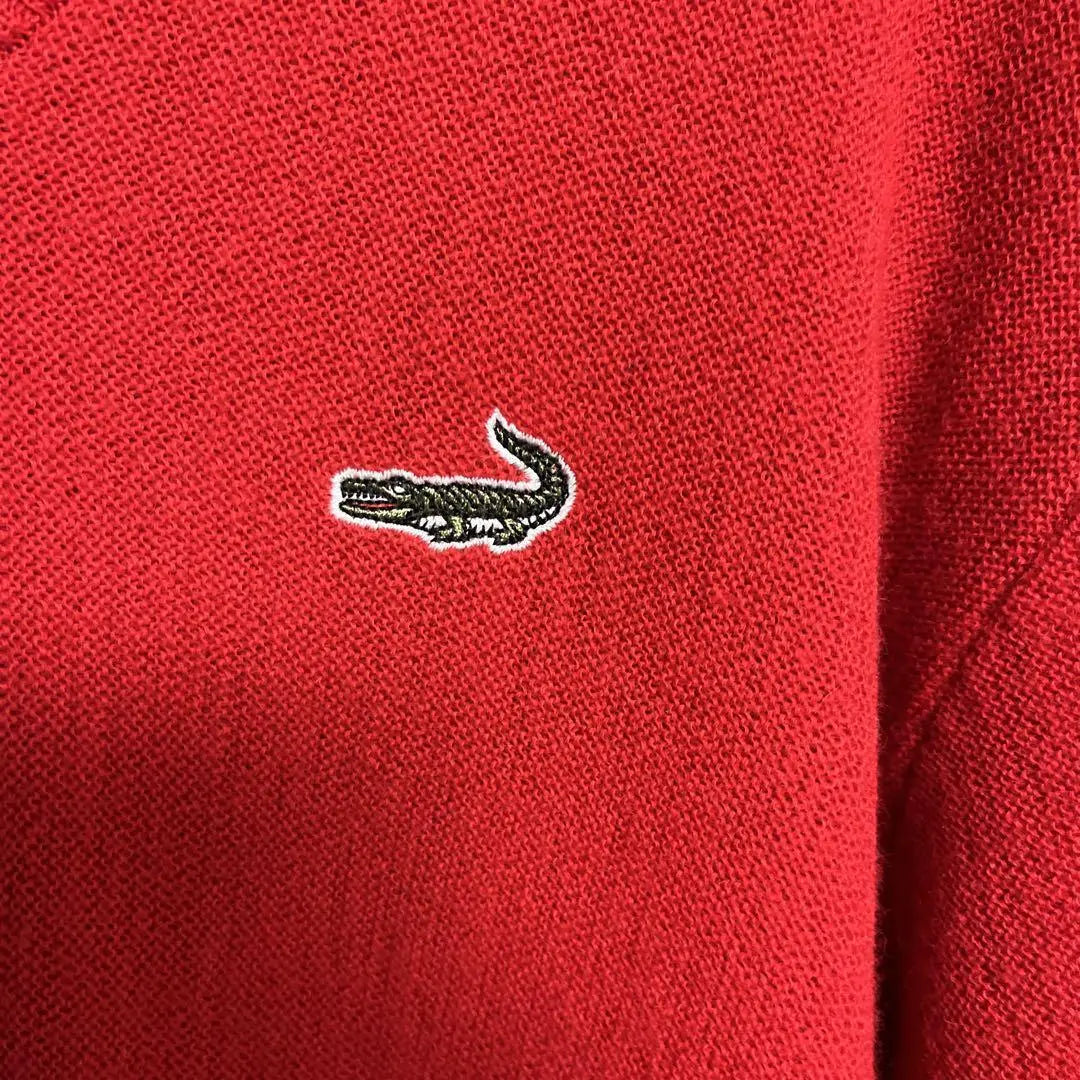 ♦︎【Crocodile】Knit sweater V-neck embroidered logo simple golf M