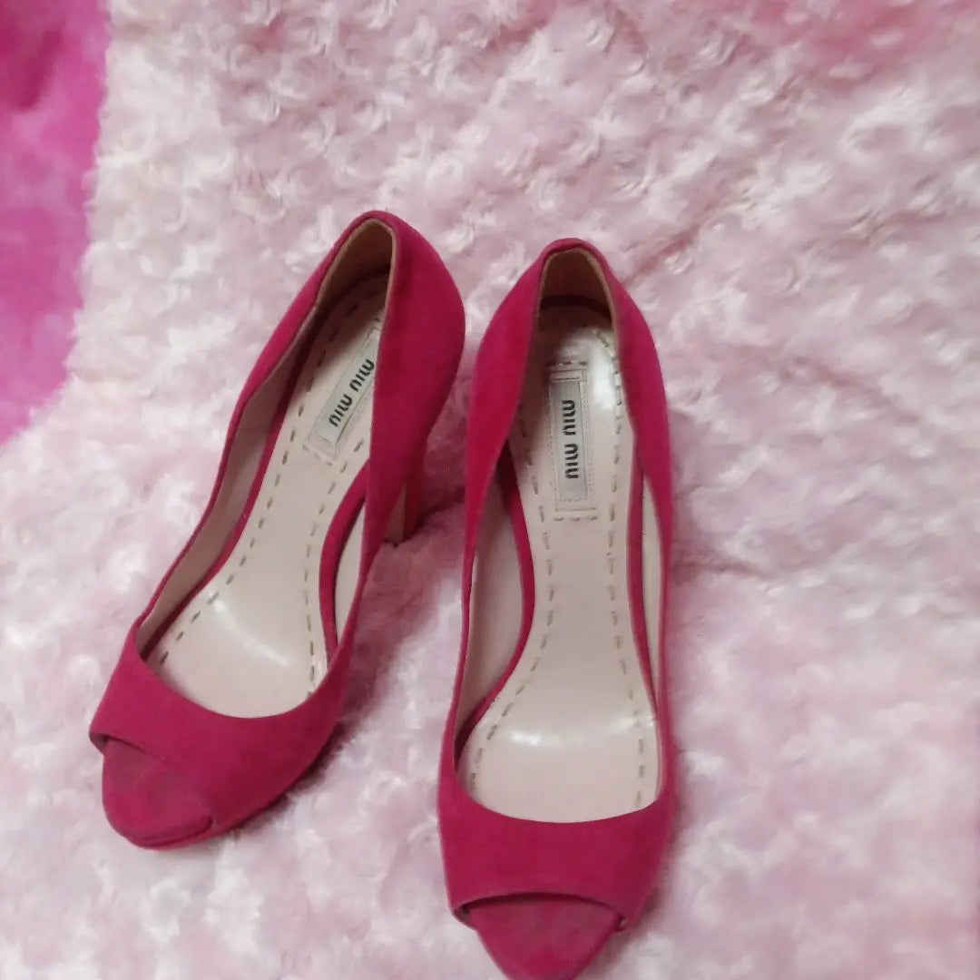 [Sale ❤ Miu Miu High Heel Pumps Pink Suede Pain Small ¥26,000↓