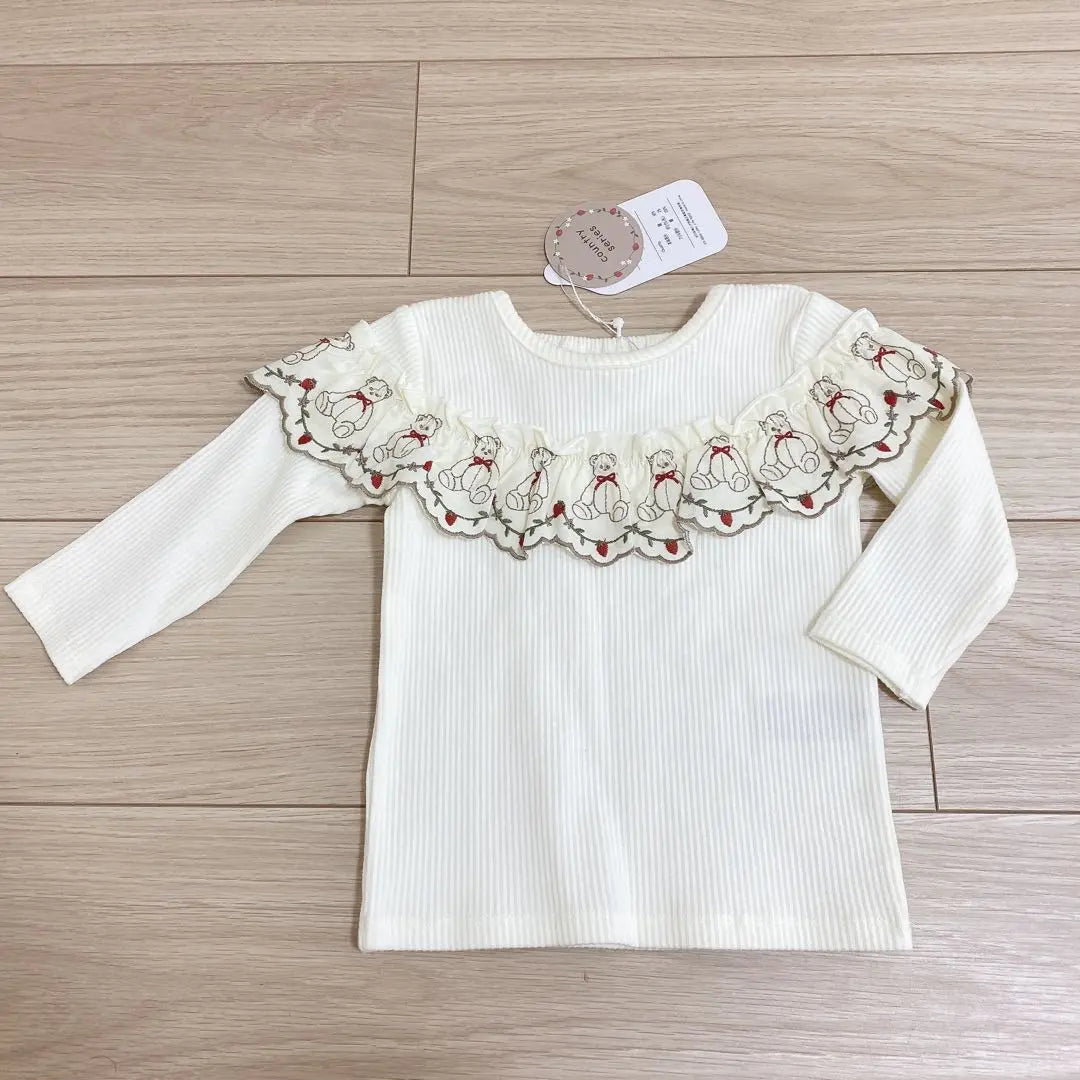 White long sleeve cut and sew 80cm ruffled embroidery